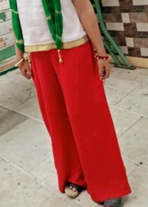 Vibrant Red Wide-Leg Pants plazo