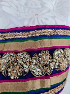 White Lehenga Choli with Yellow Dupatta