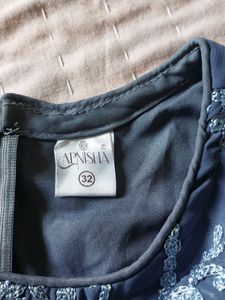Elegant Embroidered grey maxi dress