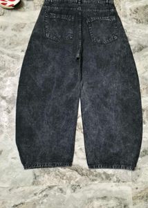 Stylish Wide Leg Washed Black Jeans