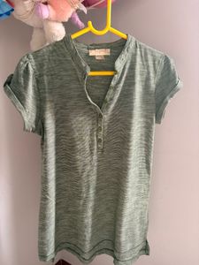 Green Henley Neck T-Shirt