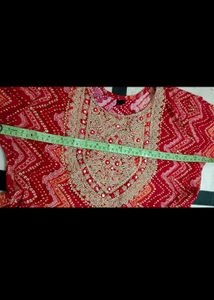 Elegant Red Bandhani Print Kurta Set with Dupatta