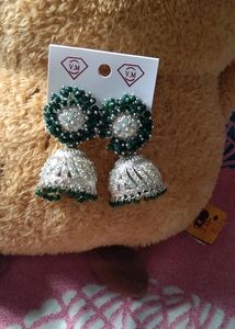 Beautiful Emerald Colour Jhumkas