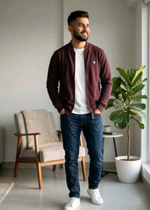 NetPlay Men's Maroon Bomber Jacket