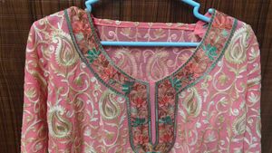 Beautiful Embroidered Pink Kurta