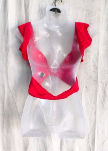 Red Twist Front Bikini Top