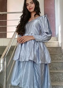 Elegant Blue Tiered Dress