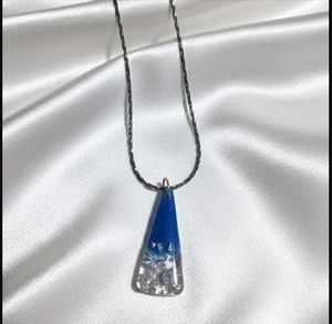 Blue Geometric Resin Pendant Necklace