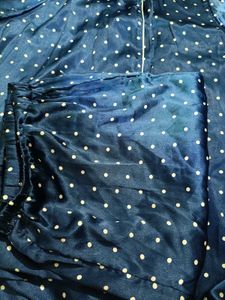 Blue Polka Dot Satin Pajama Set