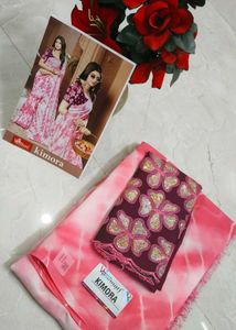 Beautiful Pink Tie-Dye Saree with designer blouse
