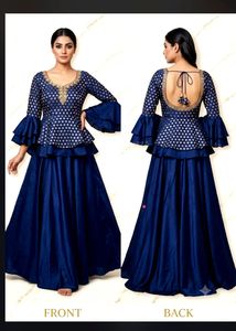 Elegant Navy Blue Peplum Lehenga Set