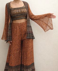 Ethnic Crop Top with Palazzo Set