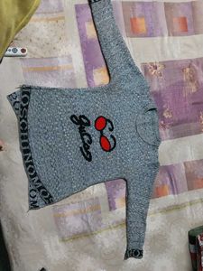 Grey "Guess" Sunglasses Graphic Sweater