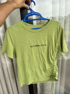 Lime Green Ruched T-Shirt