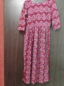 Maroon Printed Kurta with Dupatta