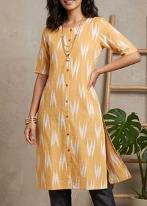 Yellow Ikat Print Kurta
