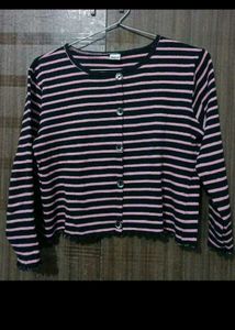Striped Button-Up Cardigan