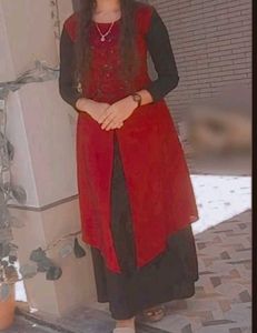 Elegant Red & Black Kurta