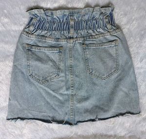Denim Paperbag Mini Skirt