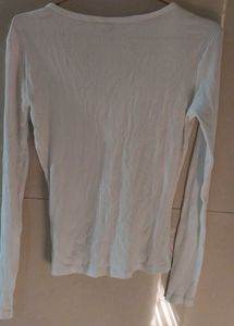 Ribbed V-Neck Long Sleeve Top size s