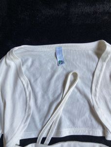 White Cropped Top with Cardigan