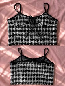 Chic Plaid Cropped Cami Top