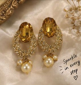 ✨ Golden Crystal Statement Earrings