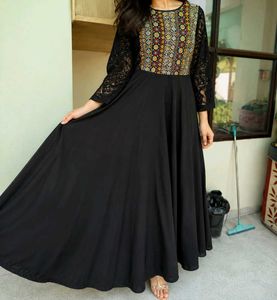 Elegant Black Embroidered Gown