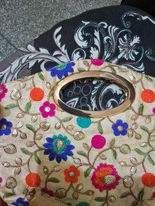Embroidered Clutch Bag with Sequins