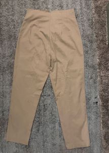 Zara High-Waisted Beige Darted Trousers