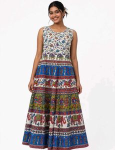 Bohemian Elephant Print Tiered Maxi Dress 👗