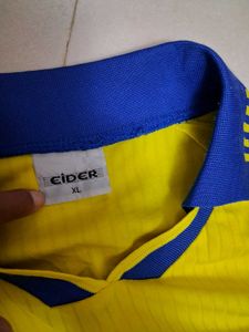 Vintage EIDER Yellow Blue Rugby Football Jersey XL