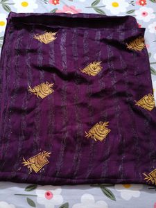 Elegant Purple Embroidered Saree