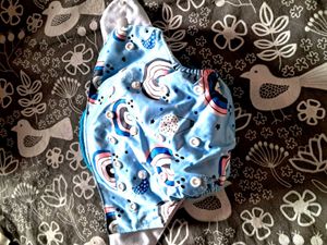 2 Reusable Cloth Diapers - Monkey &amp; Rainbow Prints