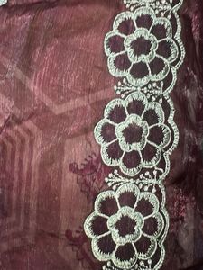 Elegant Maroon Embroidered Saree
