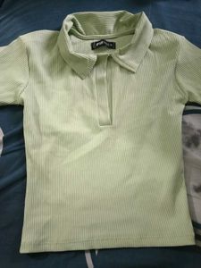 Light Green Ribbed Polo T-Shirt