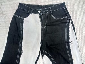 Two-Tone Wide Leg Jeans