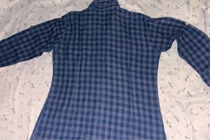 Blue Checkered Button-Up Shirt