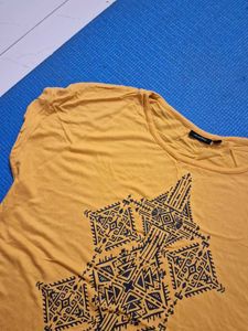 Mustard Yellow Graphic Print Top