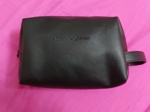 SwissUnisex Black Leather Dopp Kit Pouch