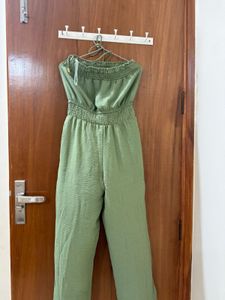 Olive Green Strapless Jumpsuit- upto medium