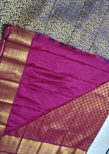 Beautiful Blue Floral Silk Saree