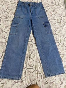Blue Denim Cargo Jeans