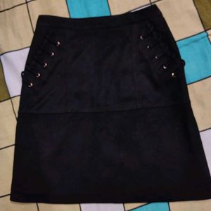 Chic Black Skirt with Detailed Accents