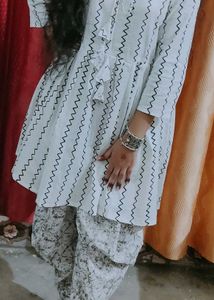 Chic Striped Kurti Dhoti Set