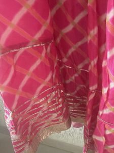 Vibrant Pink Embroidered Kurta with plazzo