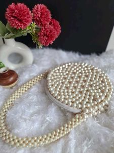 Pearl Beaded Round Handbag