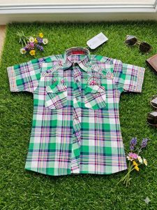 Green Plaid Short Sleeve Shirt