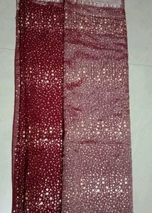 Elegant Maroon Saree with Silver Motifs