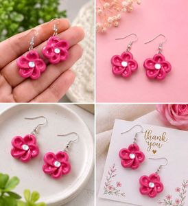 Handmade Pink Flower Earrings